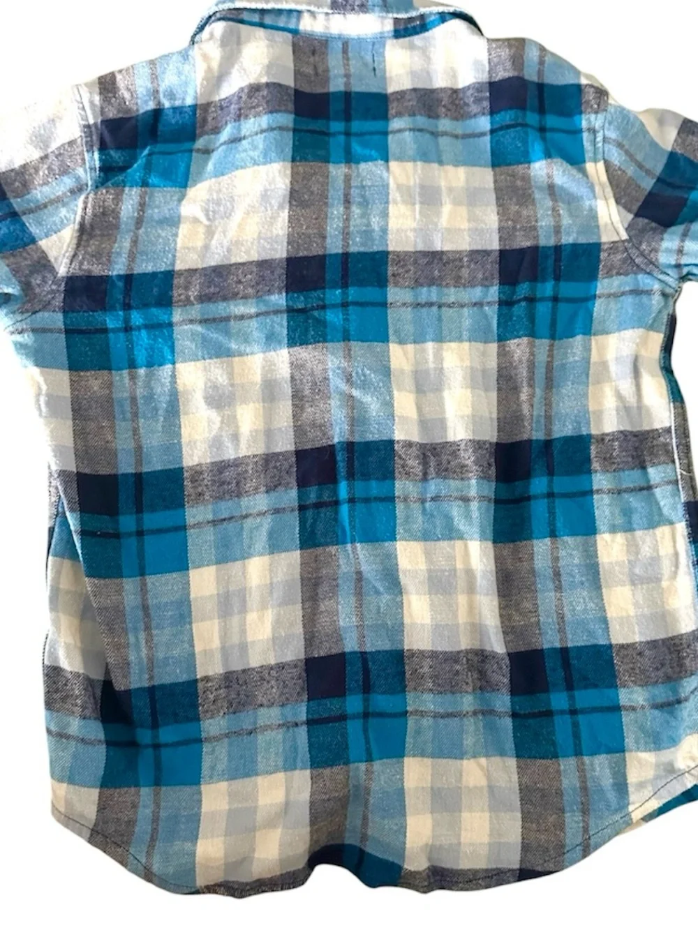Old Navy Boys Blue Plaid / Flannel Long Sleeve Button Up shirt size youth 6-7